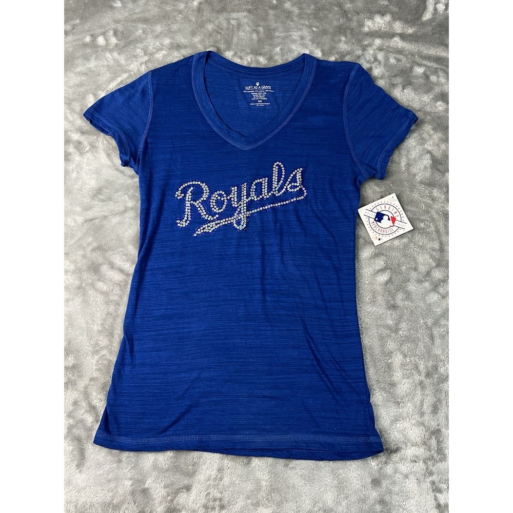 Kansas City Royals MLB Blue V-Neck Shirt Size M Sequin Royals